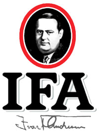 Ivar F. Andresens portrett som en del av varemerket for IFA saltpastiller